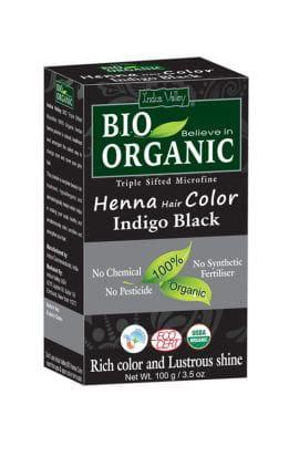 Henna - farba do włosów na bazie henny, CZERŃ, w 100% ekologiczna, CERTYFIKOWANA - ECOCERT, vege, 100 g, Indus Valley