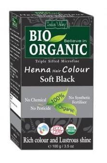 Henna - farba do włosów na bazie henny, ŁAGODNA CZERŃ, w 100% ekologiczna, CERTYFIKOWANA - ECOCERT, vege  100 g, Indus Valley