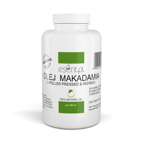 Olej Makadamia tłoczony na zimno 500 ml RAFINOWANY