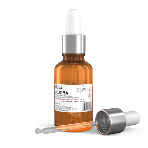 Olej Jojoba  tłoczony na zimno, nierafinowany  30 ml w butelce z pipetą.