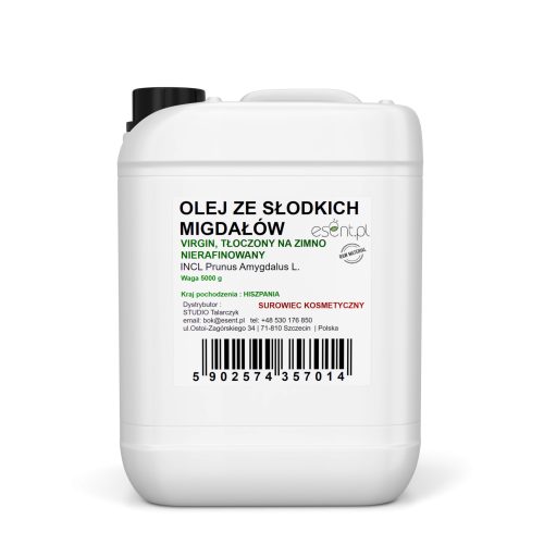 Olej ze Słodkich Migdałów VIRGIN, tłoczony na zimno 5000 g.