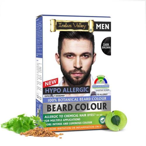 Farba do brody, hipoalergiczna, w 100% ziołowa, CIEMNY BRĄZ, 100g + 15ml
