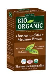 Henna - farba do włosów na bazie henny, ŚREDNI BRĄZ, w 100% ekologiczna, CERTYFIKOWANA - ECOCERT, vege, 100 g, Indus Valley