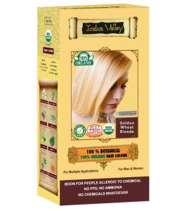 Ziołowa farba z henną, ZŁOCISTY BLOND, w 100% ekologiczna, CERTYFIKOWANA - ECOCERT, VEGE, HALAL, 120 g, Indus Valley