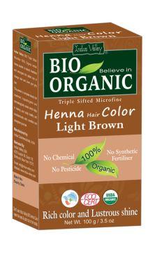 Henna - farba do włosów na bazie henny JASNY BRĄZ, w 100% ekologiczna, CERTYFIKOWANA - ECOCERT, vege, 100 g, Indus Valley