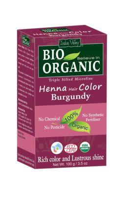 Henna - farba do włosów na bazie henny, BURGUND, w 100% ekologiczna, CERTYFIKOWANA - ECOCERT, vege, halal, 100 g, Indus Valley